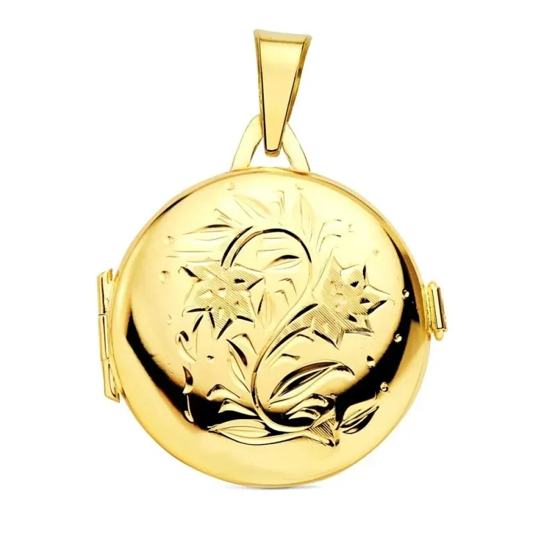 Colgante Guardapelo Colgante Portafotos en Oro de 18k con 23 mm. deta