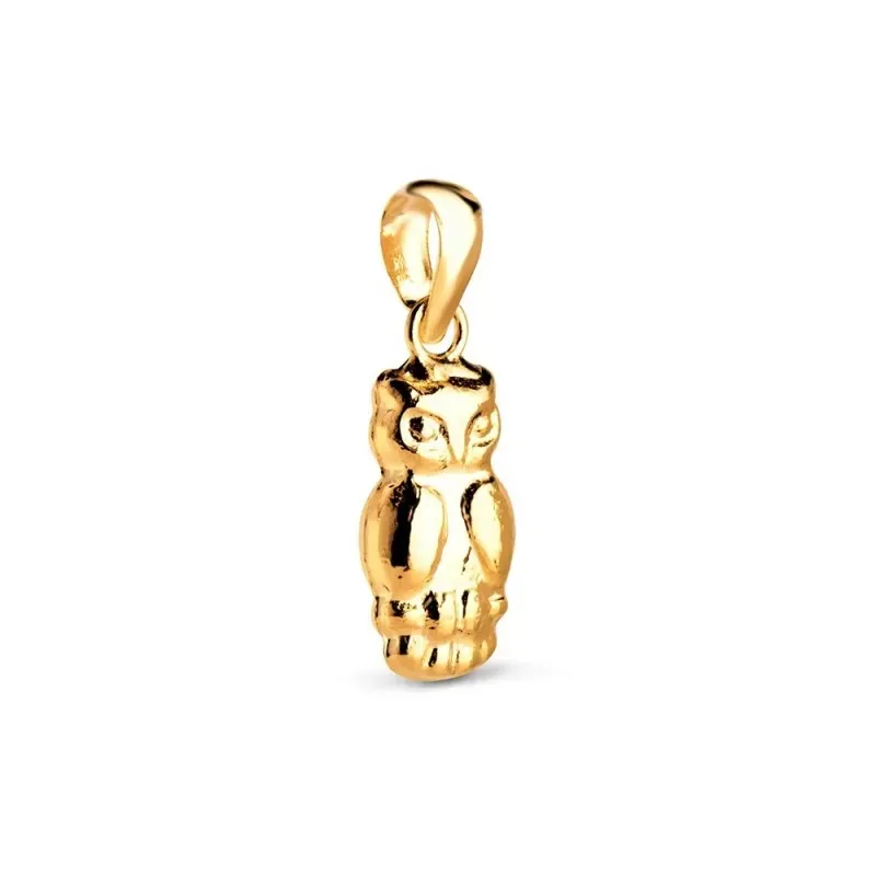 Colgante Búho en Oro de 18k con 14 mm. hueco con acabado en brillo