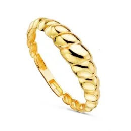 Sortija Oro 18k mujer detalle gallones forma croissant brillo ancho m