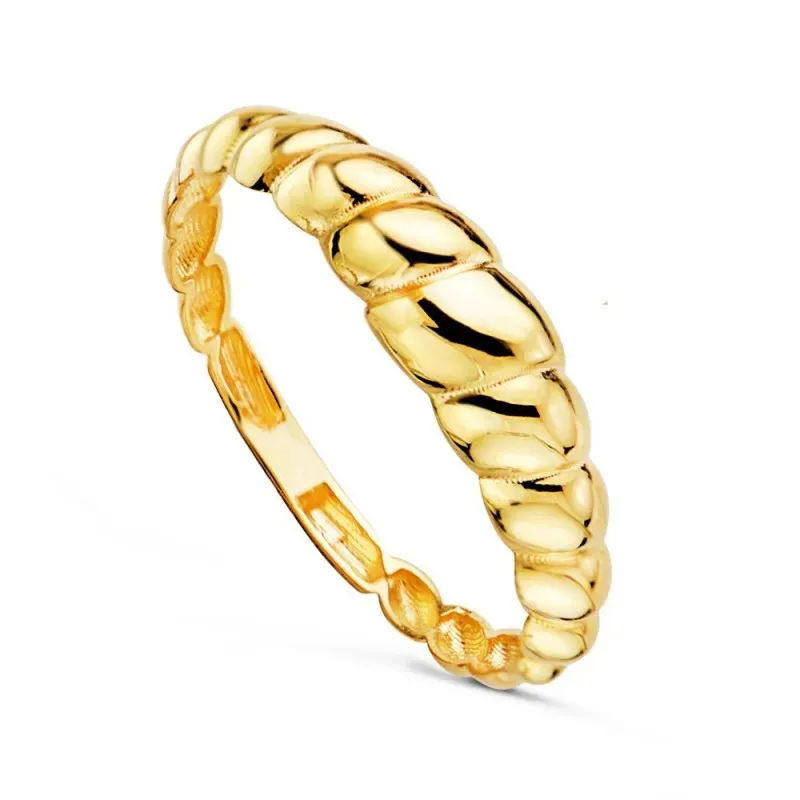 Sortija Oro 18k mujer detalle gallones forma croissant brillo ancho m