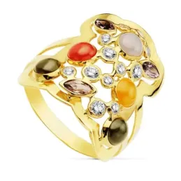 Sortija oro 18k oso 3mm. piedras color circonitas [AB2321]