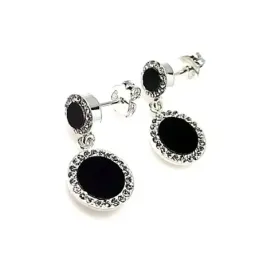 Pendiente plata ley 925m 20mm. piedra negra filo circonita [AA9235]