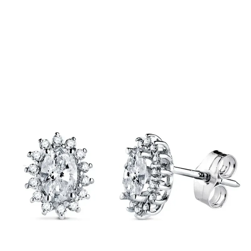 Pendientes en Oro Blanco de 18k con 10 mm. diamantes de laboratorio