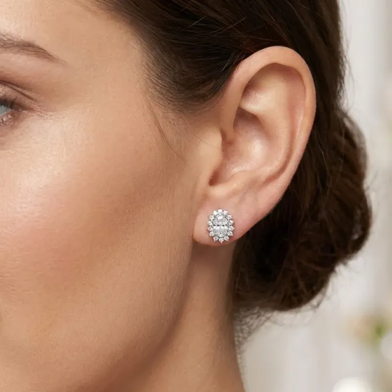 Pendientes en Oro Blanco de 18k con 10 mm. diamantes de laboratorio