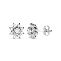 Pendientes Oro Blanco 18k mujer 9 mm. cuajo diamantes 1ct.