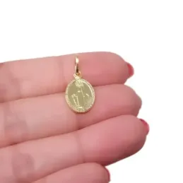 Virgen Milagrosa Medalla Plata Ley 925m chapada oro maciza 17 mm. tra