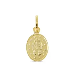 Virgen Milagrosa Medalla Plata Ley 925m chapada oro maciza 17 mm. tra