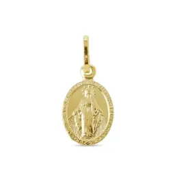 Virgen Milagrosa Medalla Plata Ley 925m chapada oro maciza 17 mm. tra