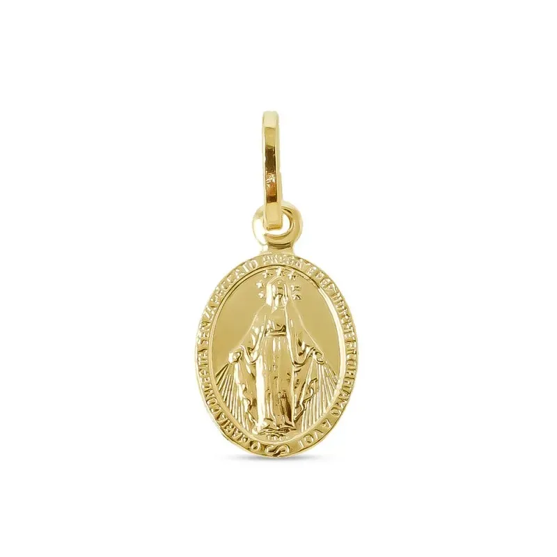 Virgen Milagrosa Medalla Plata Ley 925m chapada oro maciza 17 mm. tra