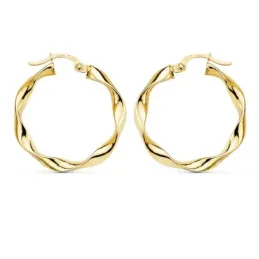 Pendientes oro 18k aros 25mm. reliados lisos criollas [AA0037]