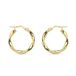 Pendientes oro 18k aros 20mm. reliados lisos criollas [AA0036]
