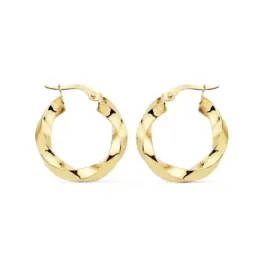 Pendientes oro 18k aros 20mm. mate y brillo criollas [AA0039]