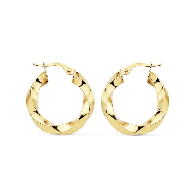 Pendientes oro 18k aros 20mm. mate y brillo criollas [AA0039]