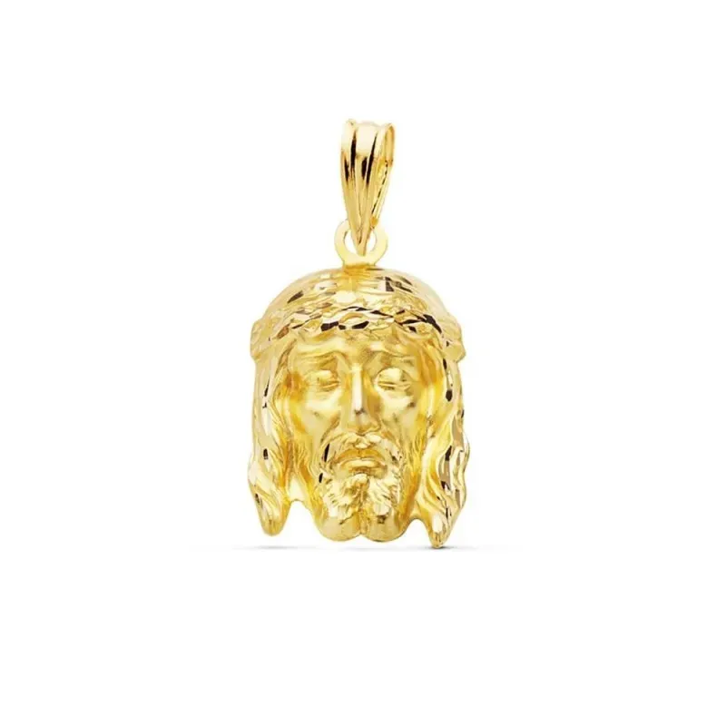 Cristo de la Buena Muerte Colgante Oro 18k cabeza rostro 19 mm.. Grab