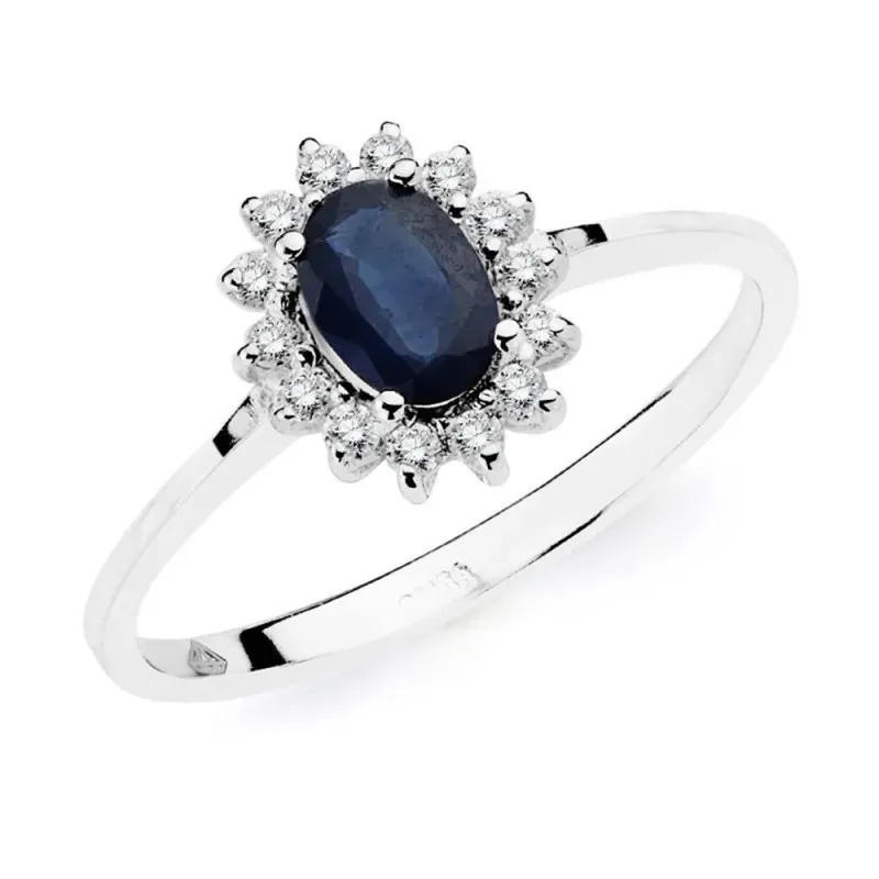 Sortija oro blanco 18k brillantes 0.140ct. zafiro 0.620ct. [AB4666]