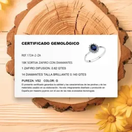 Sortija oro blanco 18k brillantes 0.140ct. zafiro 0.620ct. [AB4666]