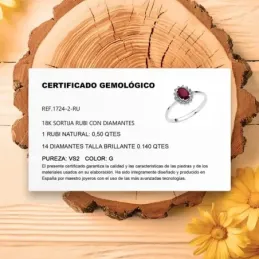 Sortija oro blanco 18k rubí 0.50ct. brillantes 0.14ct. [AB8844]