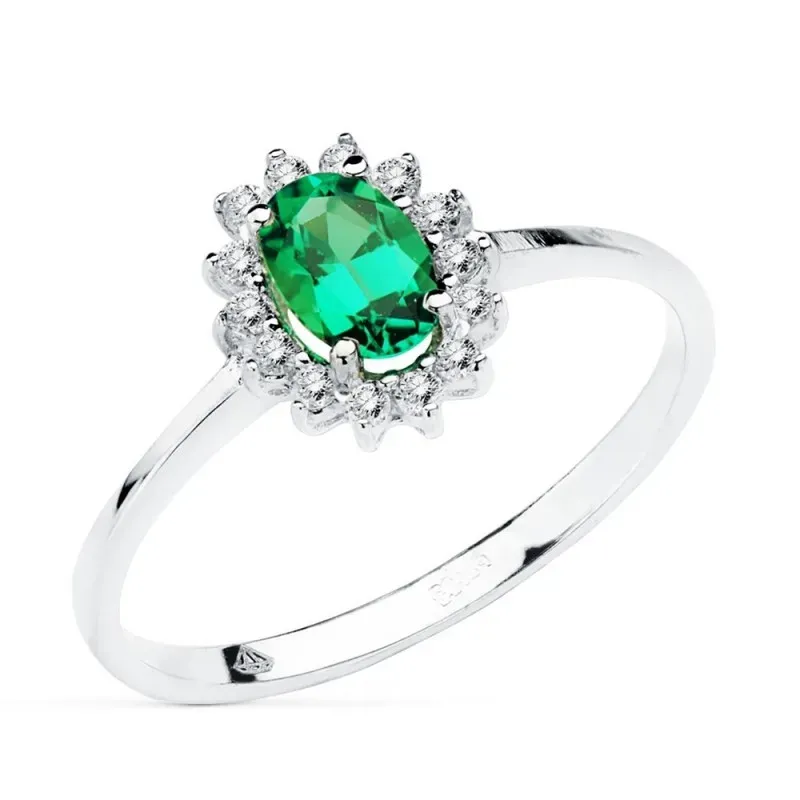 Sortija oro blanco 18k esmeralda 0.39ct. brillantes 0.14ct. [AB8843]