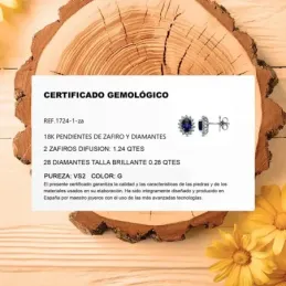 Pendientes oro blanco 18k zafiro brillantes 0,28ct. [AB2837]