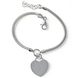 Pulsera plata Ley 925m mujer 17 cm. cadena cola topo diamantada coraz