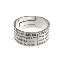 Sortija plata Ley 925m Padre Nuestro lisa oxidada caballero [AB5300]