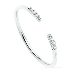 Sortija oro blanco 18k redonda 1mm. diamantes brillantes 0.025ct. mujer