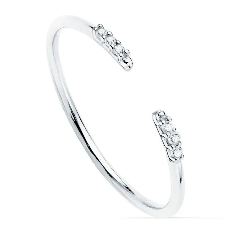 Sortija oro blanco 18k redonda 1mm. diamantes brillantes 0.025ct. mujer
