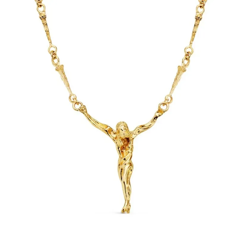 Cristo Dalí Cadena Clavos Oro 18k unisex 50 mm. tamaño cristo 41 x 35