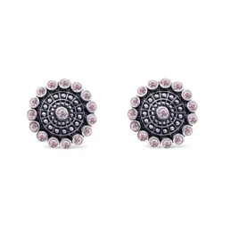Pendientes Charro en Plata de Ley 925m de 13 mm. con circonitas rosas