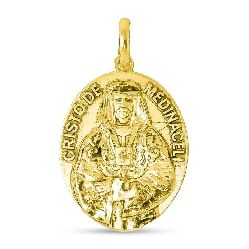 Cristo de Medinaceli Medalla Oro de 18k maciza 28 mm. ovalada detall