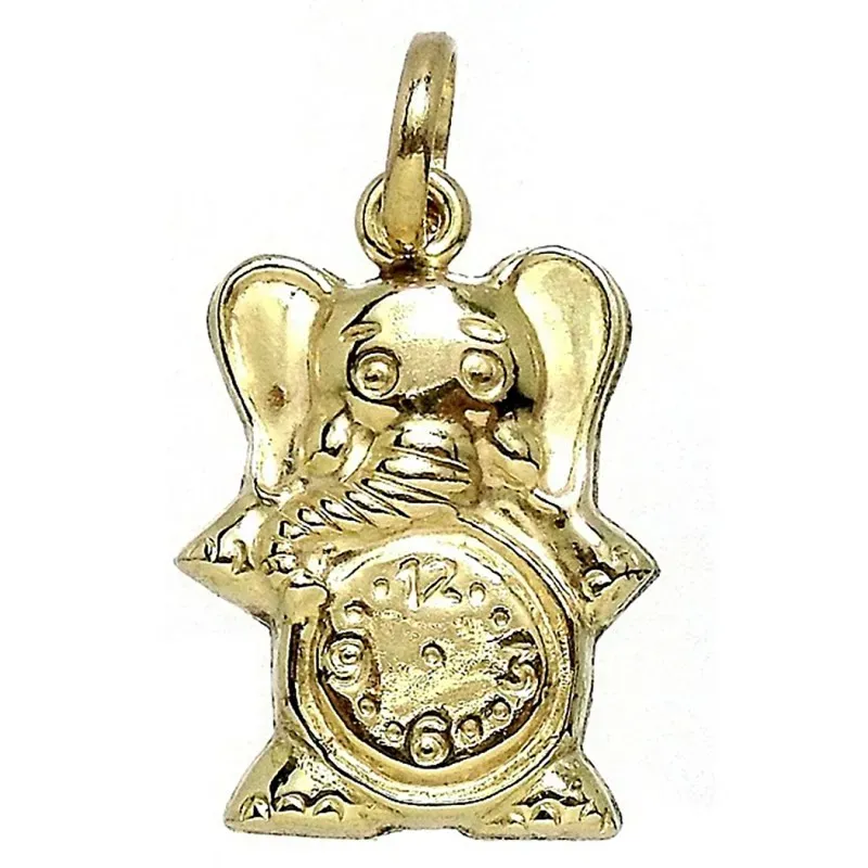 Colgante Gold Filled 17mm. elefante con reloj liso detrás hueco