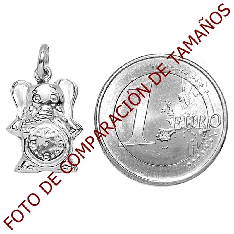 Colgante Gold Filled 17mm. elefante con reloj liso detrás hueco