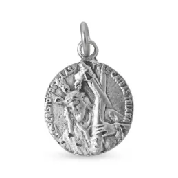 Medalla colgante plata Ley 925m maciza 21mm. Cristo de las Tres Caídas de Triana trasera emblema