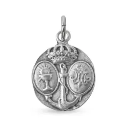 Medalla colgante plata Ley 925m maciza 21mm. Cristo de las Tres Caídas de Triana trasera emblema