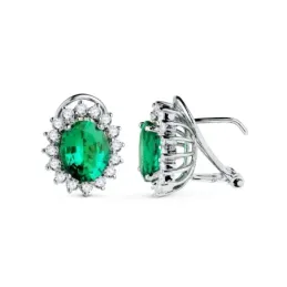Pendientes Oro Blanco 18k mujer 14 mm. 32 brillantes 0.035ct. combina