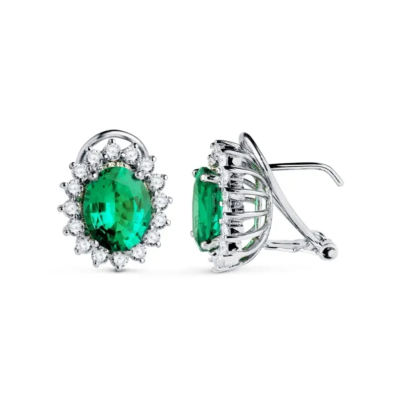 Pendientes Oro Blanco 18k mujer 14 mm. 32 brillantes 0.035ct. combina