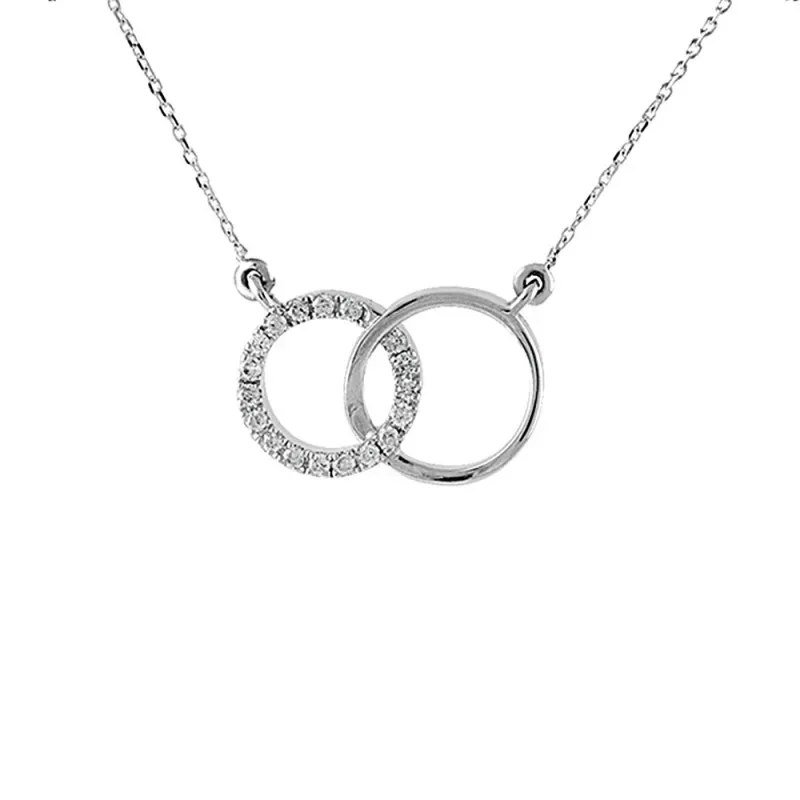 Colgante con cadena Oro Blanco 18k modelo Circles (16 diamantes 1,00mm. 0,09 cts.) Colgante:12x8mm.