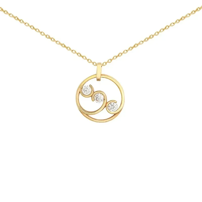 Gargantilla oro 18k colección Circles 42cm. colgante diamantes brilla