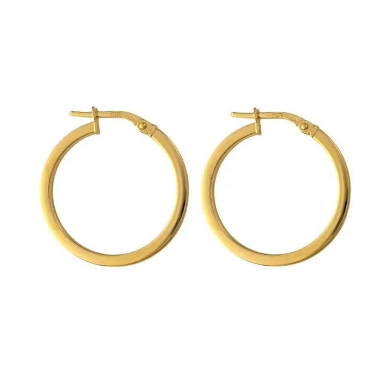 Aros Pendientes en Plata de Ley 925m chapados en oro 20 mm. diámetro