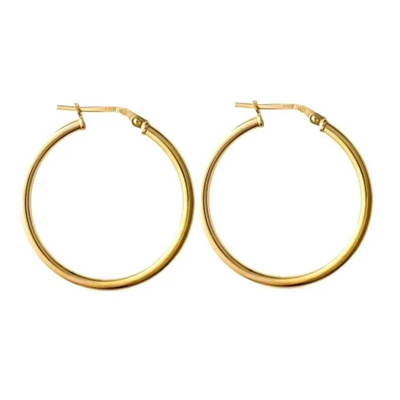 Aros Pendientes en Plata de Ley 925m chapados en oro 25 mm. diámetro