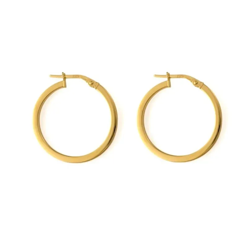 Aros Pendientes en Plata de Ley 925m chapados en oro con 15 mm. diáme