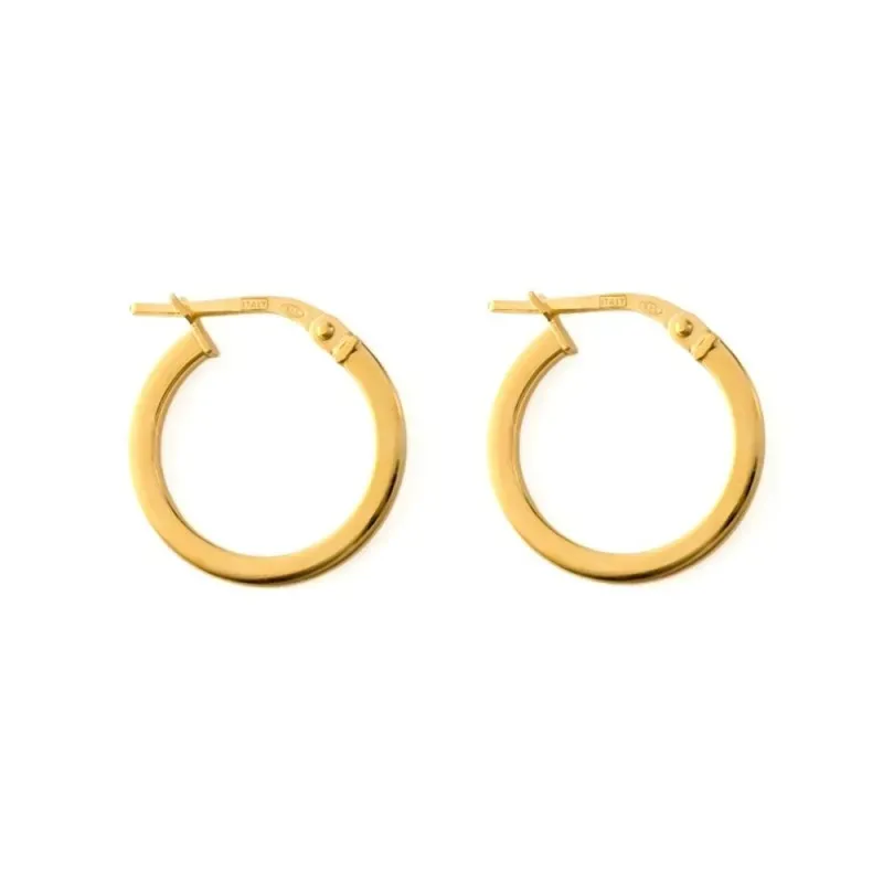 Aros Pendientes en Plata de Ley 925m chapados en oro con 12 mm. diáme