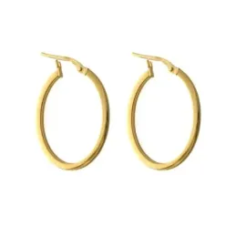 Aros en Plata de Ley 925m chapados en oro ovalados de 25 mm. y 2 mm.