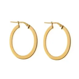 Aros en Plata de Ley 925m chapados en oro ovalados de 25 mm. y 3 mm.