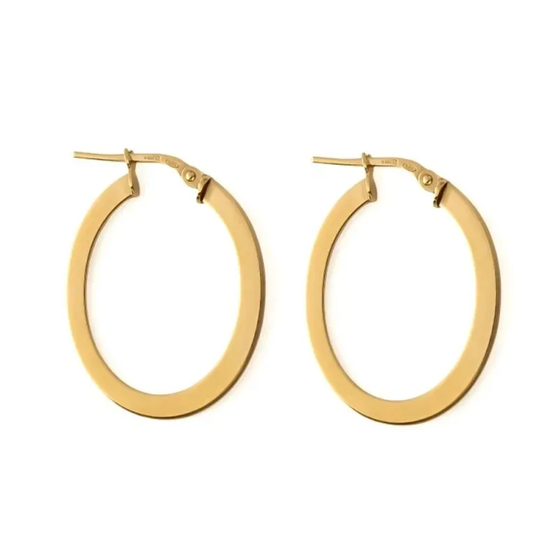 Aros en Plata de Ley 925m chapados en oro ovalados de 25 mm. y 3 mm.