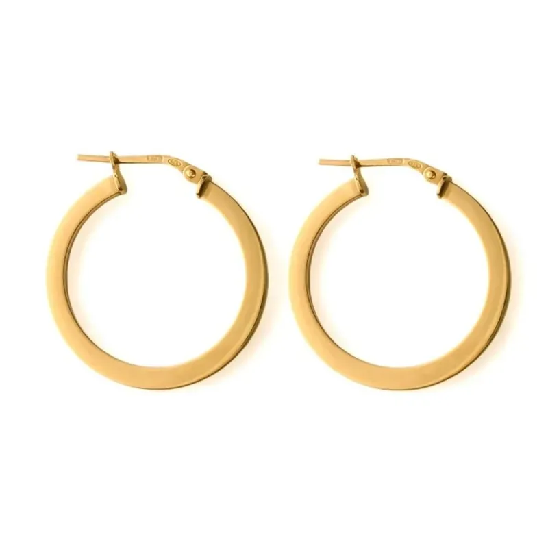Aros Pendientes en Plata de Ley 925m chapados en oro con 25 mm. y 2.5