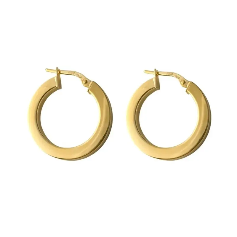Aros Pendientes en Plata de Ley 925m chapados oro con 21 mm. y 3 mm.