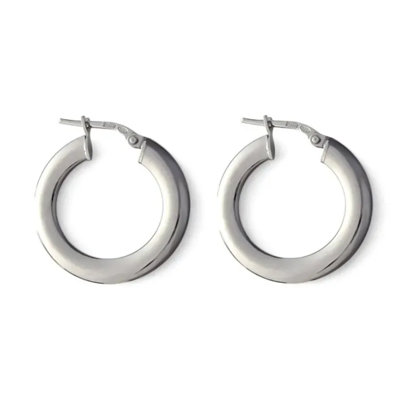 Aros Pendientes en Plata de Ley 925m con 23 mm. lisos 4 mm. de ancho