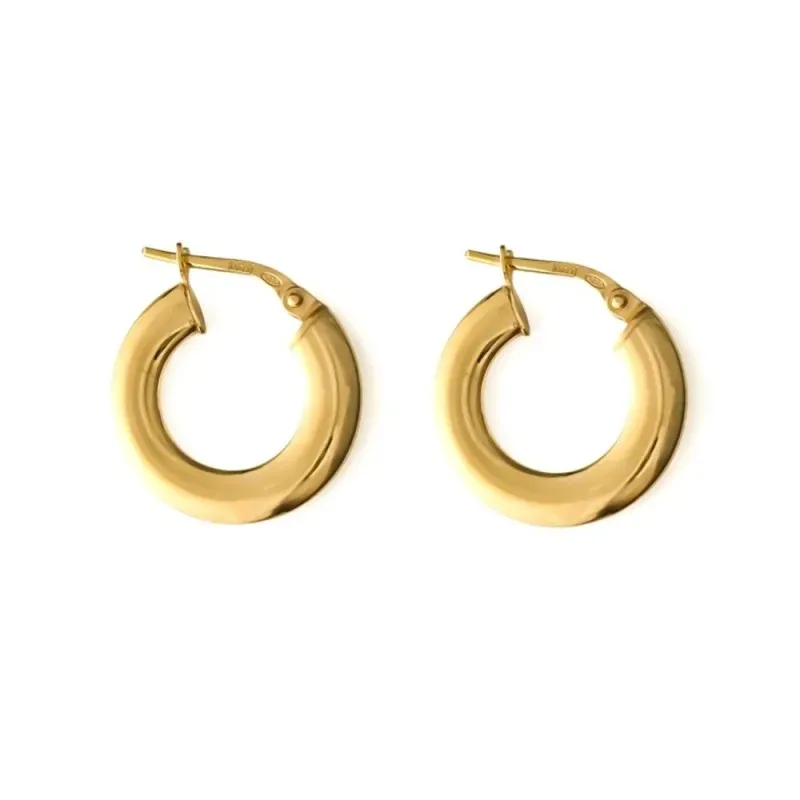 Aros Pendientes en Plata de Ley 925m chapados oro con 18 mm. 4 mm. de