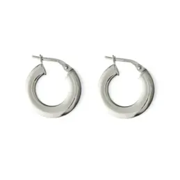 Aros Pendientes en Plata de Ley 925m con 18 mm. 4 mm. de ancho y 2 de